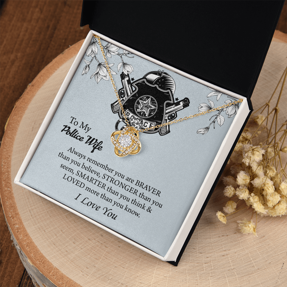 To My Police Wife Love Knot Necklace, Gift for Police Officer Wife, Police Wife Anniversary Present, Husband To Wife Birthday Gifts