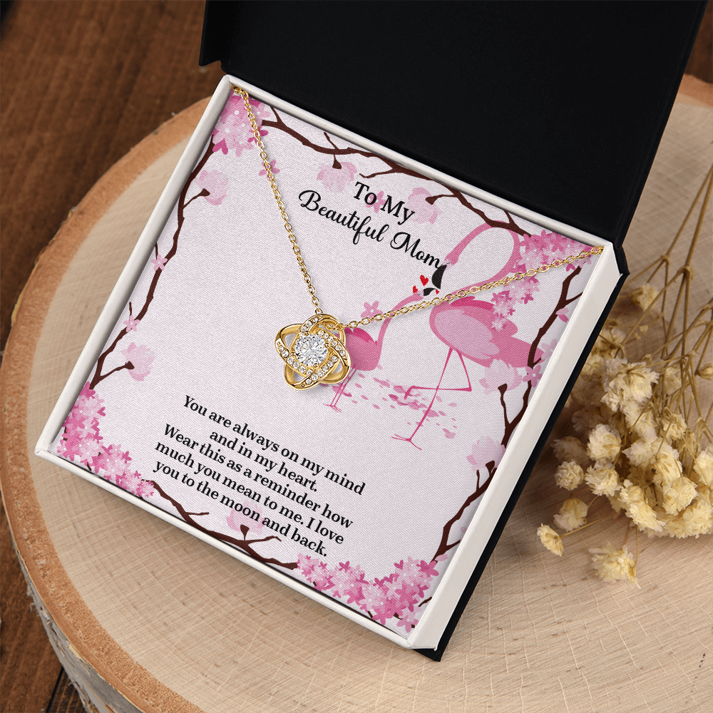 To My Beautiful Mom Love Knot Necklace from Daughter, Mothers Day Gift for Mom, Thoughtful Present from Son