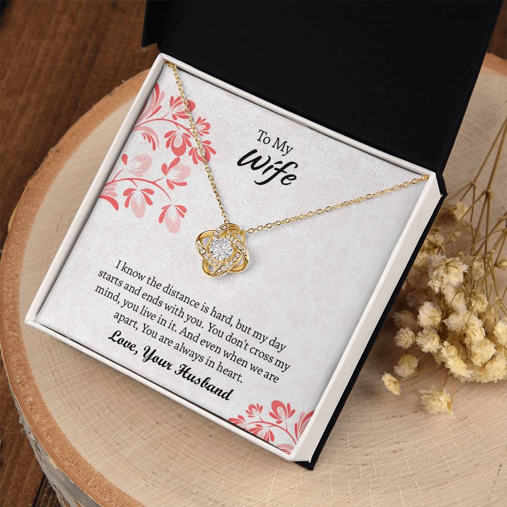 To My Wife Love Knot Necklace, Message Card Jewelry, Anniversary Gift for Wife, Wife Birthday Gift, Necklace for Wife