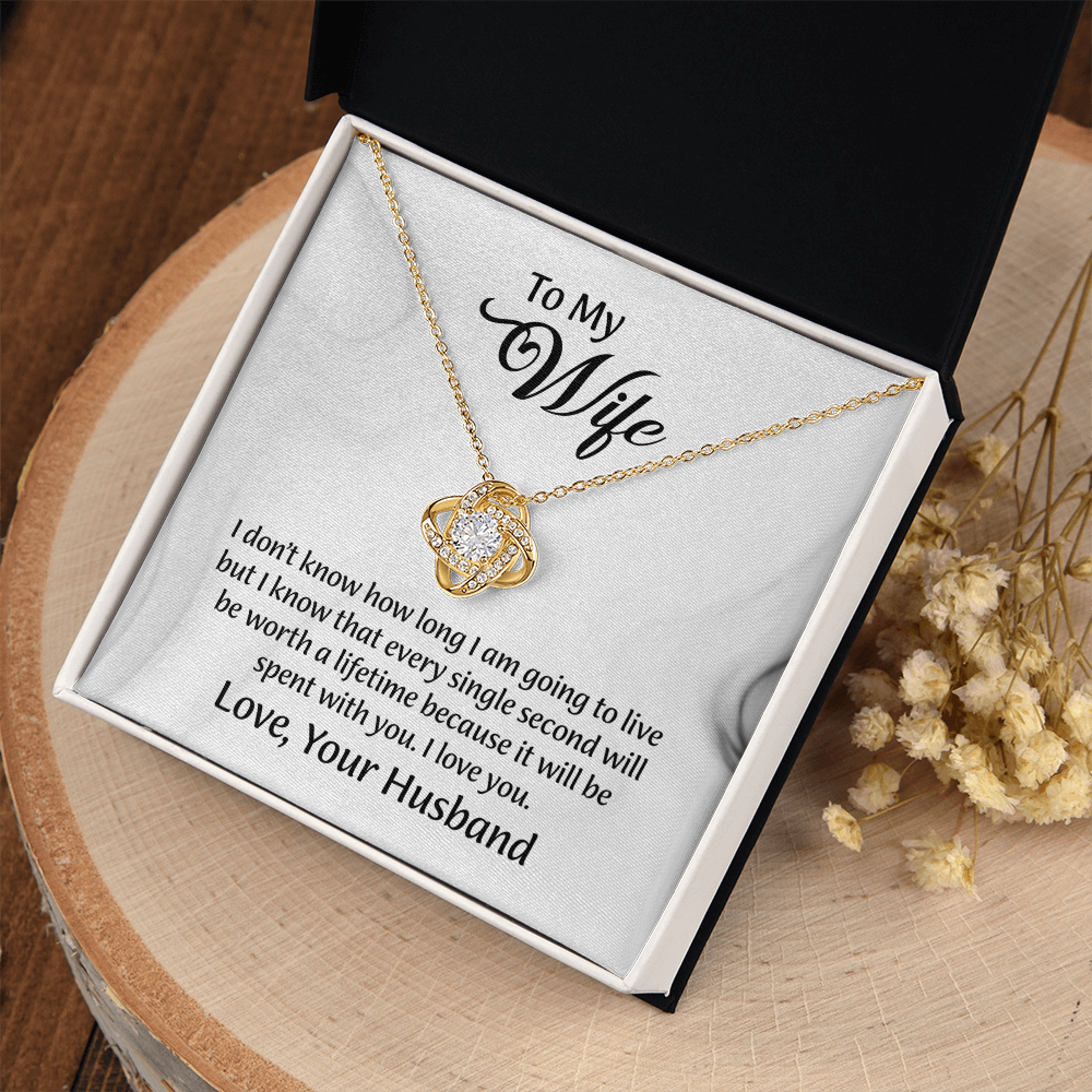 To My Wife Love Knot Necklace, Message Card Jewelry, Wife Jewelry, Anniversary Gift for Wife, Wife Birthday Gift, Necklace for Wife