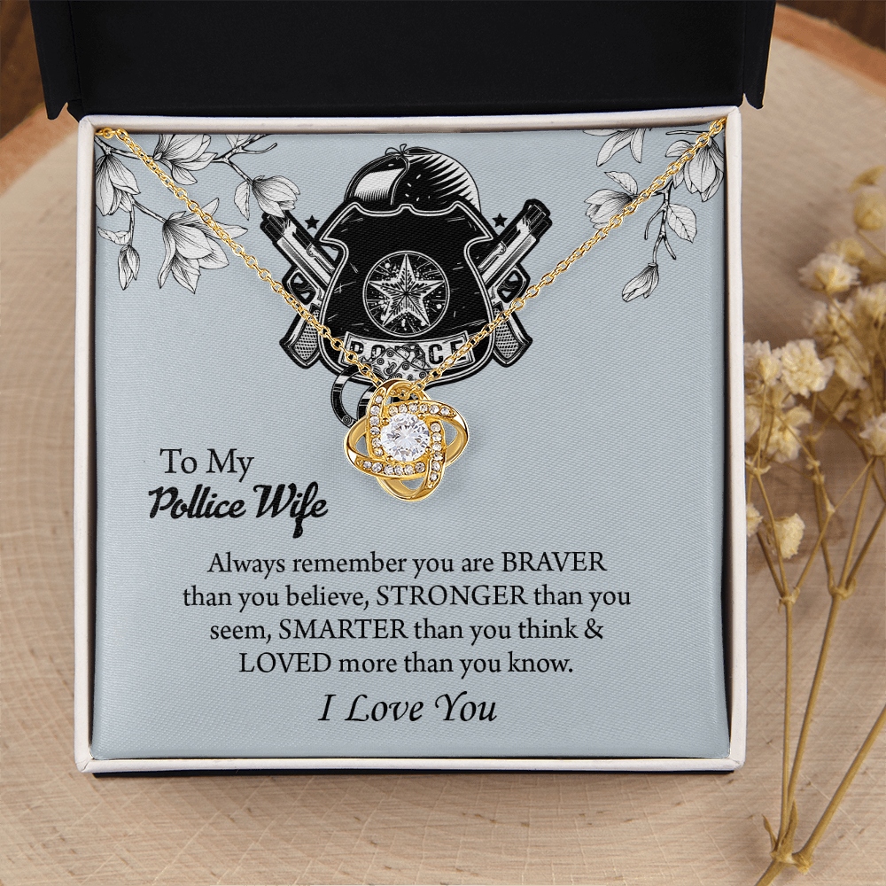 To My Police Wife Love Knot Necklace, Gift for Police Officer Wife, Police Wife Anniversary Present, Husband To Wife Birthday Gifts