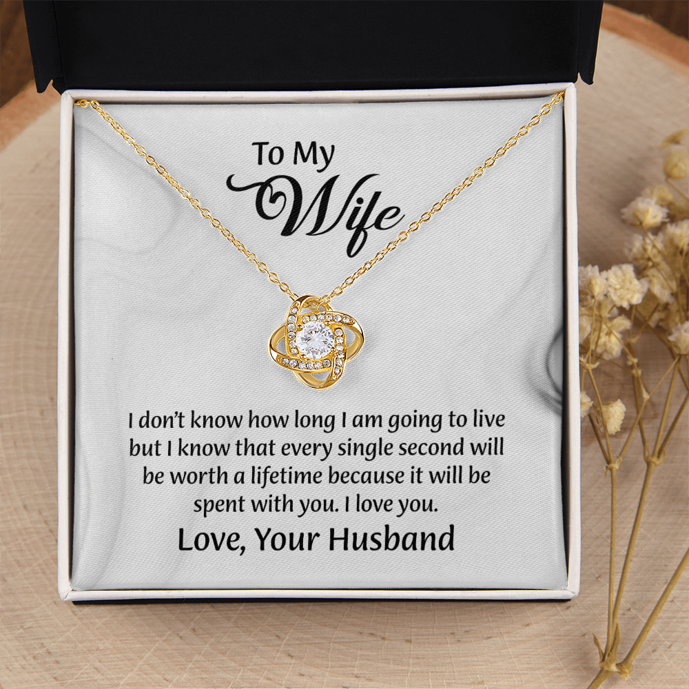 To My Wife Love Knot Necklace, Message Card Jewelry, Wife Jewelry, Anniversary Gift for Wife, Wife Birthday Gift, Necklace for Wife