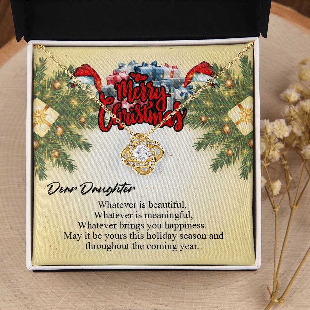 Dear Daughter Love Knot Necklace, Christmas Gift, Necklace for Daughter, Sentimental Necklace, Message Card Jewelry for Daughter