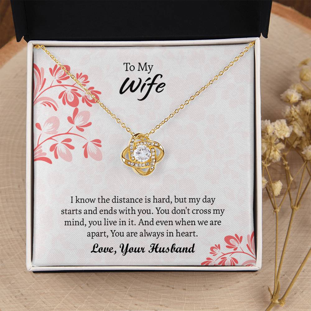 To My Wife Love Knot Necklace, Message Card Jewelry, Anniversary Gift for Wife, Wife Birthday Gift, Necklace for Wife