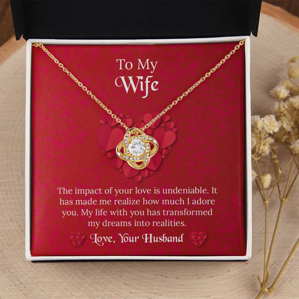 To My Wife Love Knot Necklace, Message Card Jewelry, Anniversary Gift for Wife, Wife Birthday Gift, Necklace for Wife