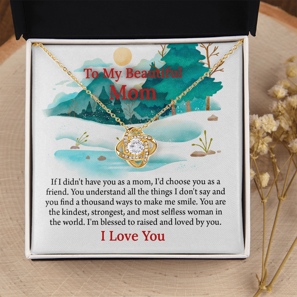 To My Beautiful Mom Love Knot Necklace From Daughter, Thoughtful Present From Son, Mothers Day Gift To Mom