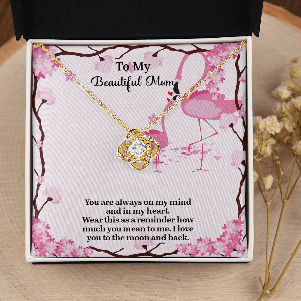 To My Beautiful Mom Love Knot Necklace from Daughter, Mothers Day Gift for Mom, Thoughtful Present from Son