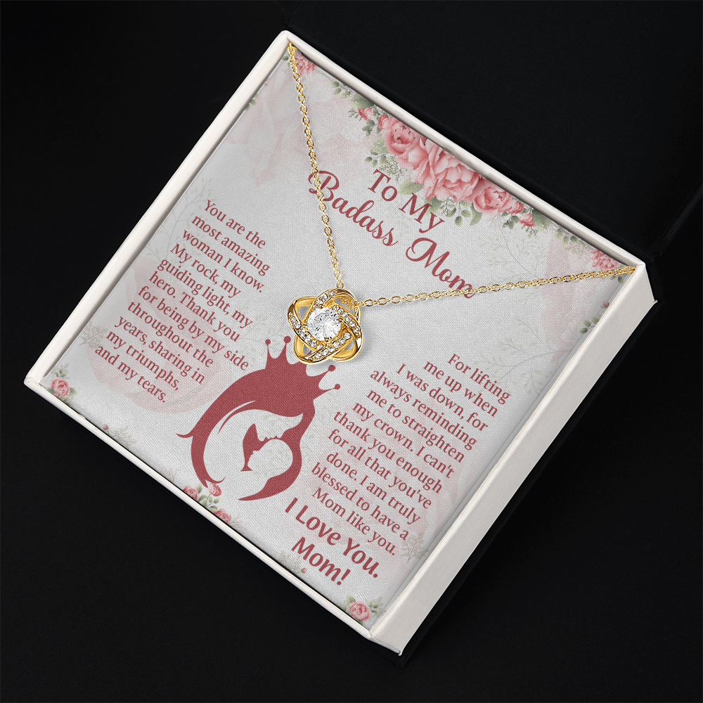 To My Badass Mom Love Knot Necklace, Perfect Birthday or Mothers Day Gift For mom, Presents For Mom