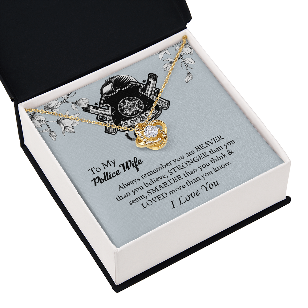 To My Police Wife Love Knot Necklace, Gift for Police Officer Wife, Police Wife Anniversary Present, Husband To Wife Birthday Gifts