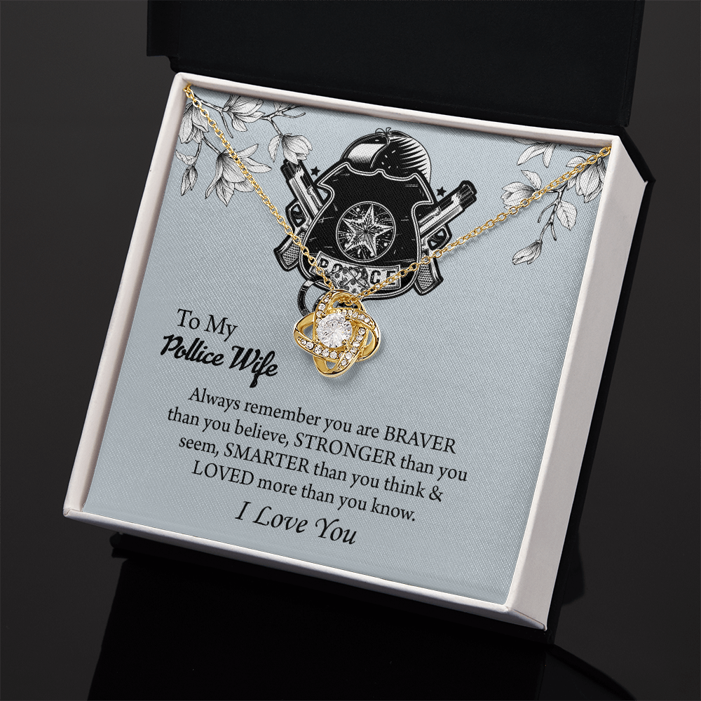 To My Police Wife Love Knot Necklace, Gift for Police Officer Wife, Police Wife Anniversary Present, Husband To Wife Birthday Gifts