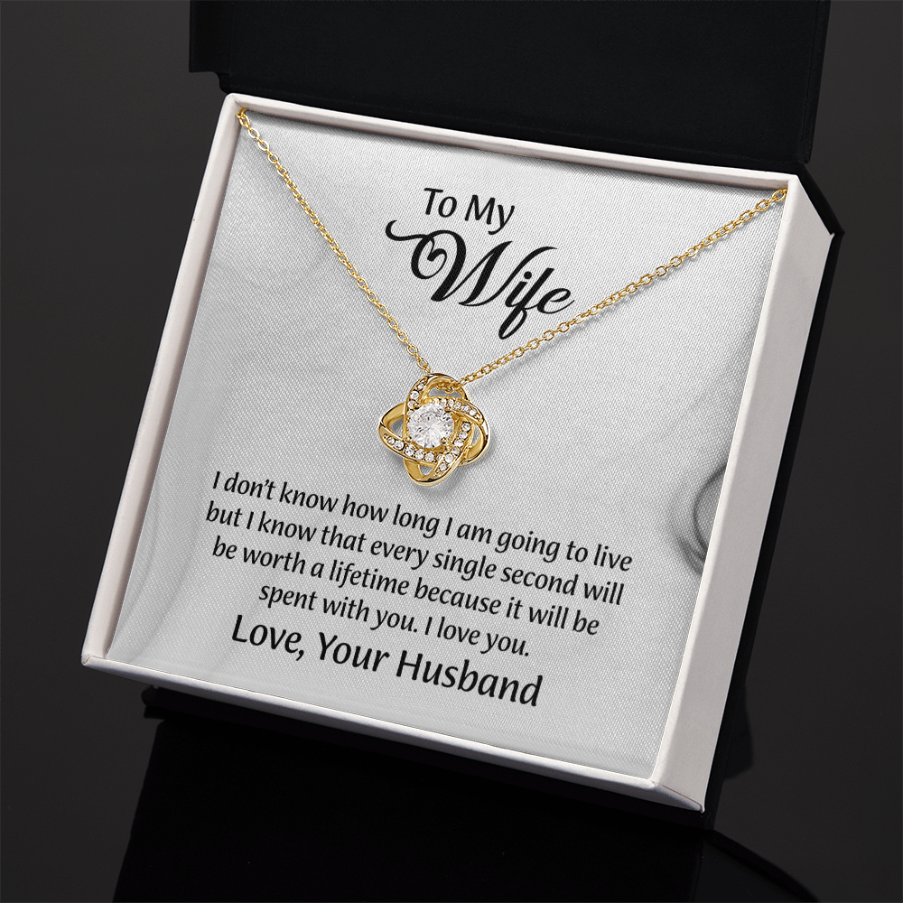 To My Wife Love Knot Necklace, Message Card Jewelry, Wife Jewelry, Anniversary Gift for Wife, Wife Birthday Gift, Necklace for Wife