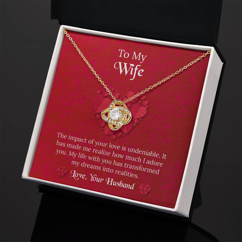 To My Wife Love Knot Necklace, Message Card Jewelry, Anniversary Gift for Wife, Wife Birthday Gift, Necklace for Wife