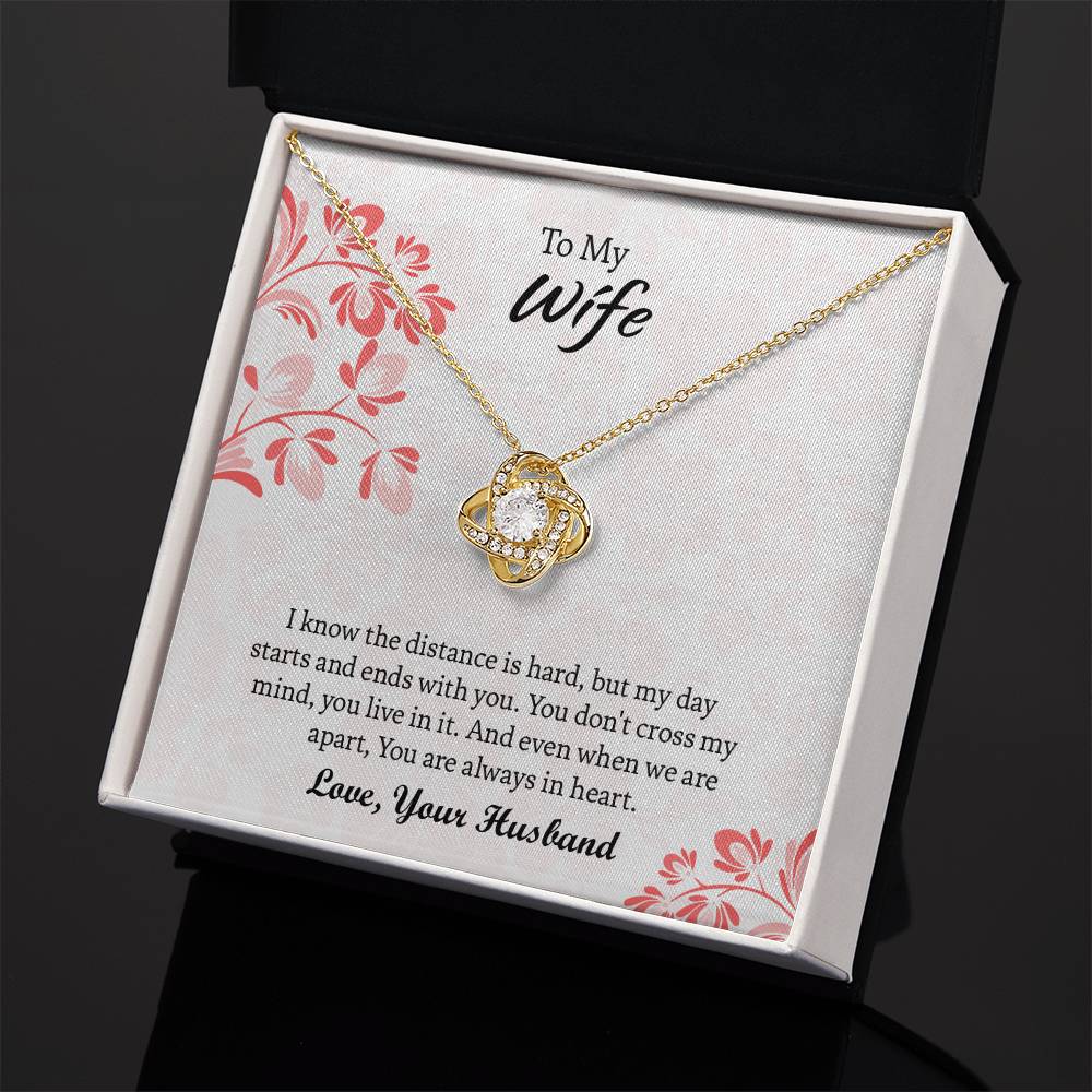 To My Wife Love Knot Necklace, Message Card Jewelry, Anniversary Gift for Wife, Wife Birthday Gift, Necklace for Wife