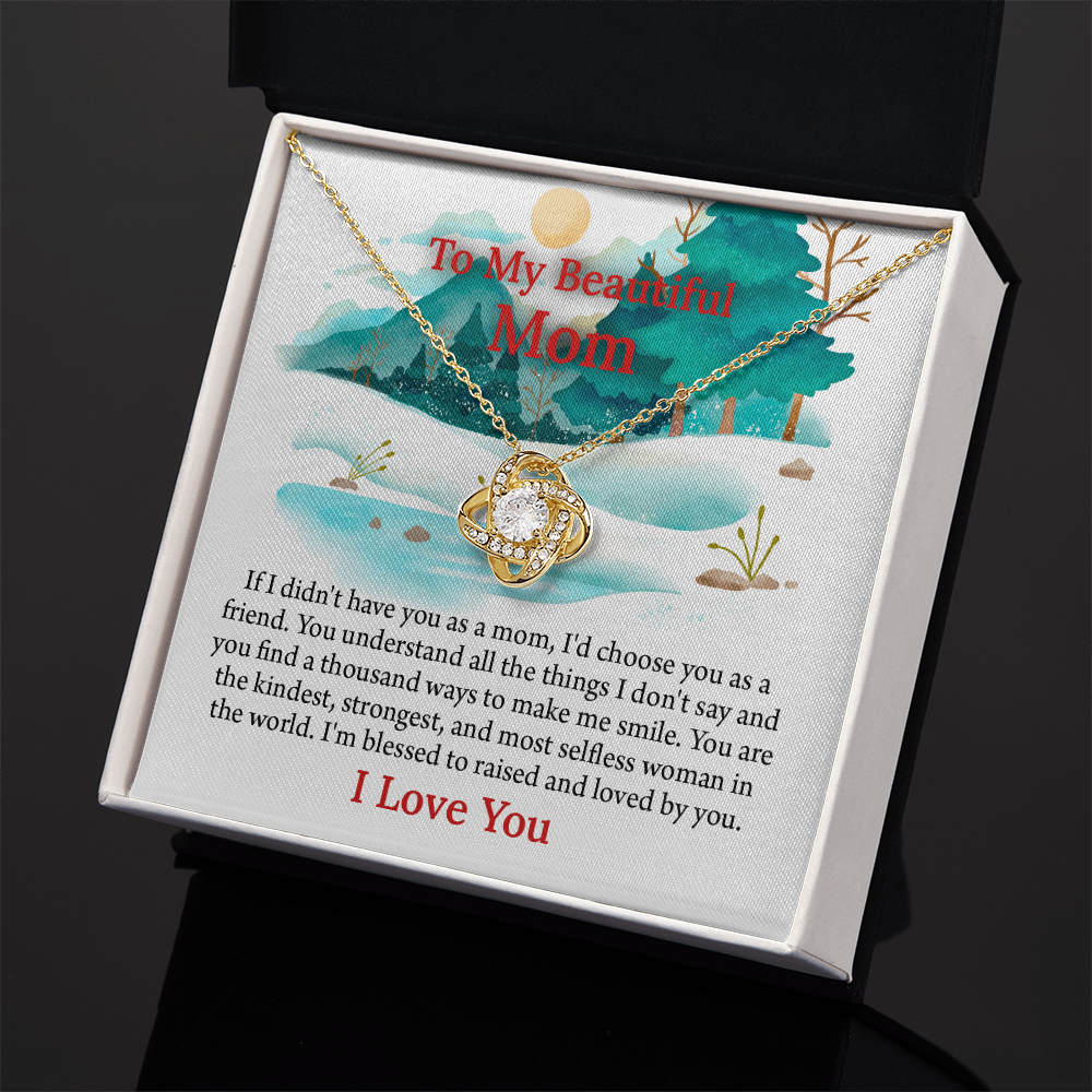 To My Beautiful Mom Love Knot Necklace From Daughter, Thoughtful Present From Son, Mothers Day Gift To Mom