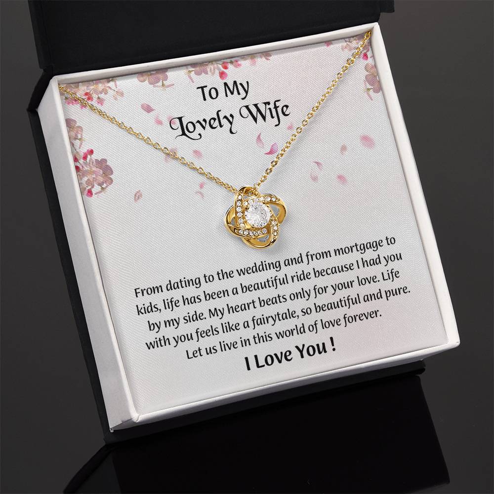 My Lovely Wife Love Knot Necklace, Romantic Anniversary Gift For Wife, Wife Birthday Gift, Necklace For Wife