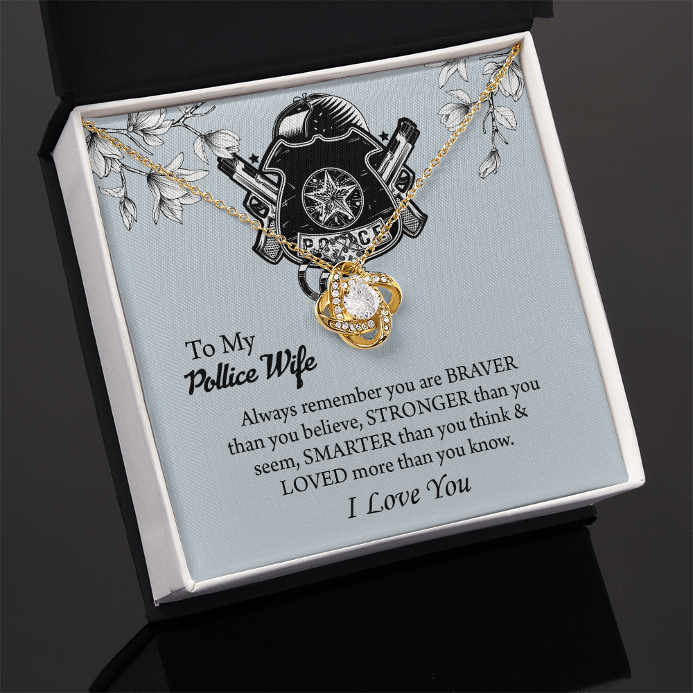 To My Police Wife Love Knot Necklace, Gift for Police Officer Wife, Police Wife Anniversary Present, Husband To Wife Birthday Gifts