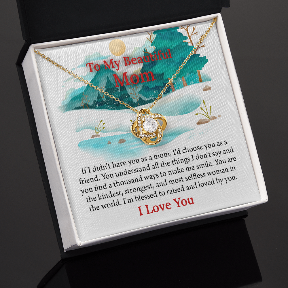 To My Beautiful Mom Love Knot Necklace From Daughter, Thoughtful Present From Son, Mothers Day Gift To Mom