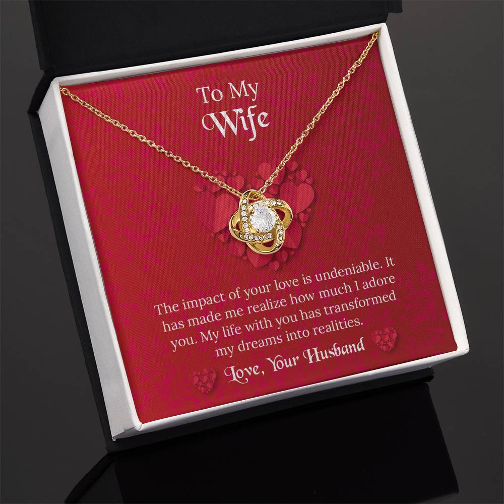 To My Wife Love Knot Necklace, Message Card Jewelry, Anniversary Gift for Wife, Wife Birthday Gift, Necklace for Wife