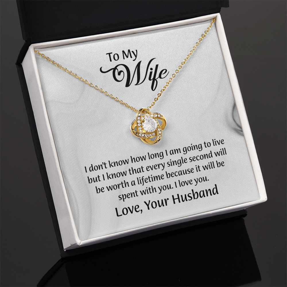 To My Wife Love Knot Necklace, Message Card Jewelry, Wife Jewelry, Anniversary Gift for Wife, Wife Birthday Gift, Necklace for Wife