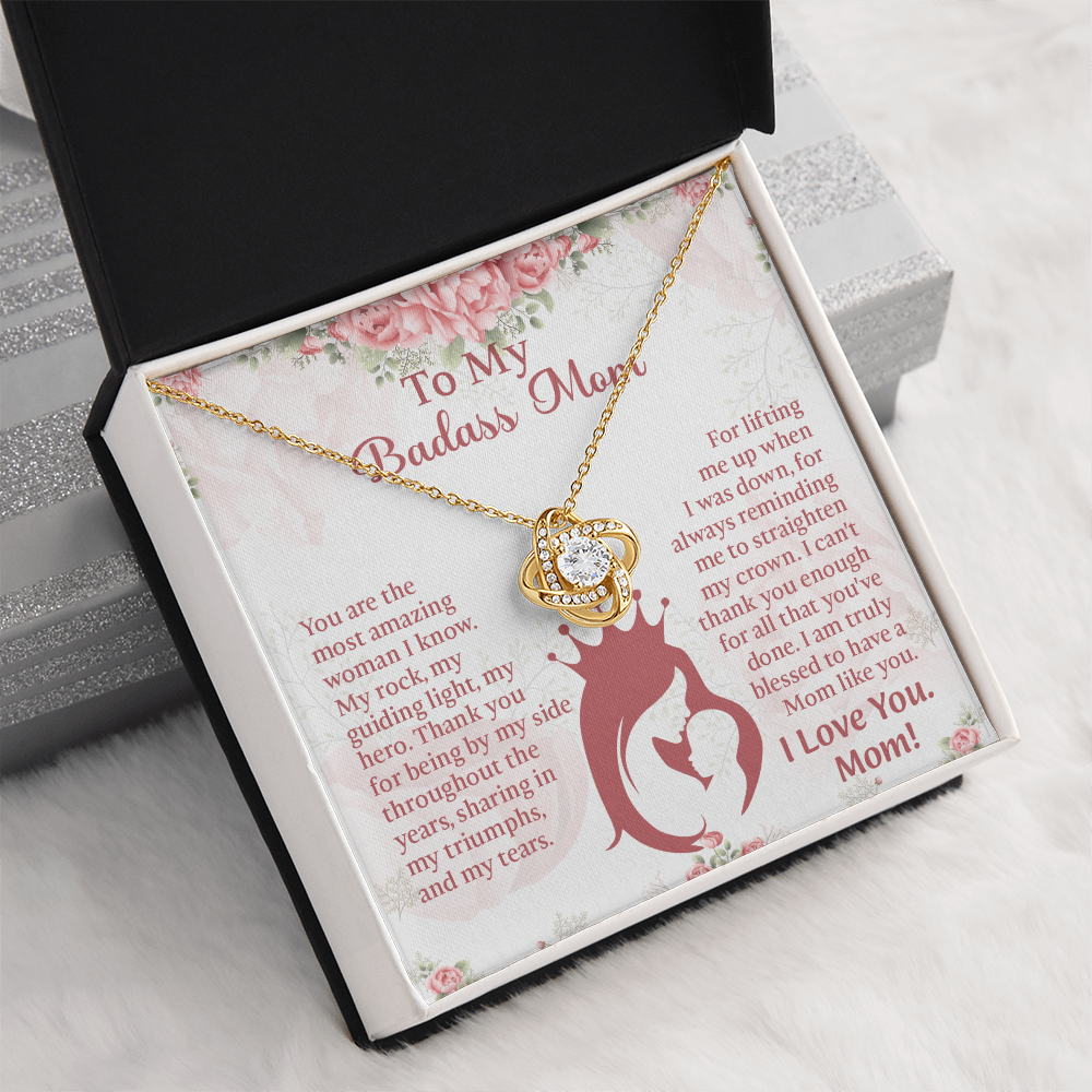 To My Badass Mom Love Knot Necklace, Perfect Birthday or Mothers Day Gift For mom, Presents For Mom