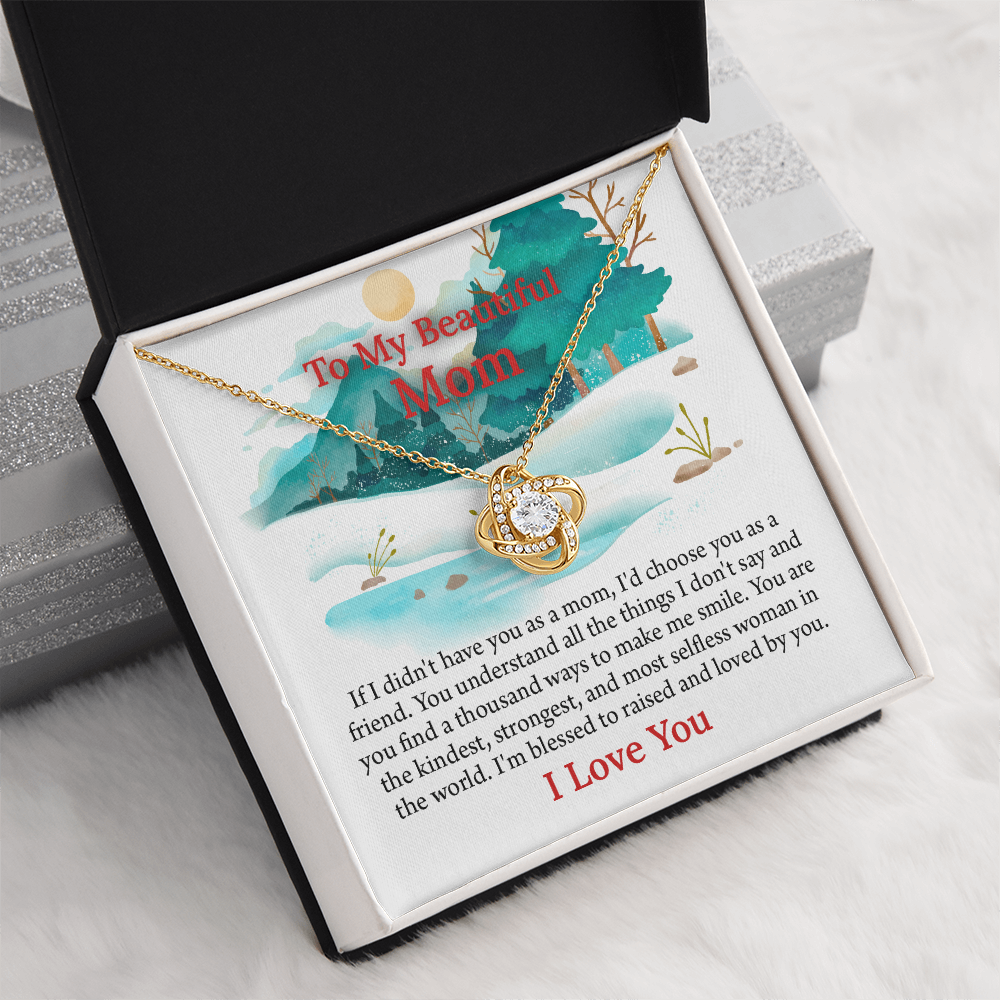 To My Beautiful Mom Love Knot Necklace From Daughter, Thoughtful Present From Son, Mothers Day Gift To Mom