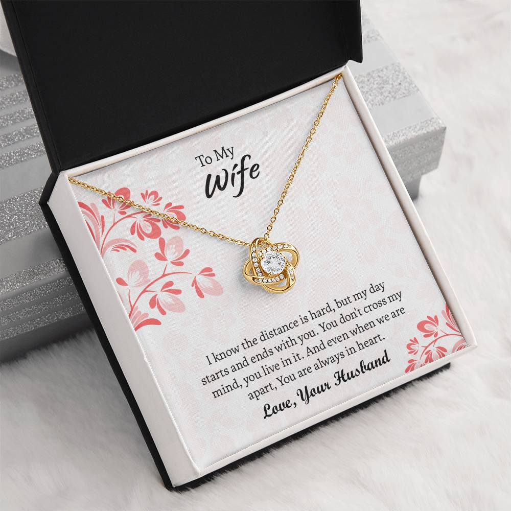 To My Wife Love Knot Necklace, Message Card Jewelry, Anniversary Gift for Wife, Wife Birthday Gift, Necklace for Wife