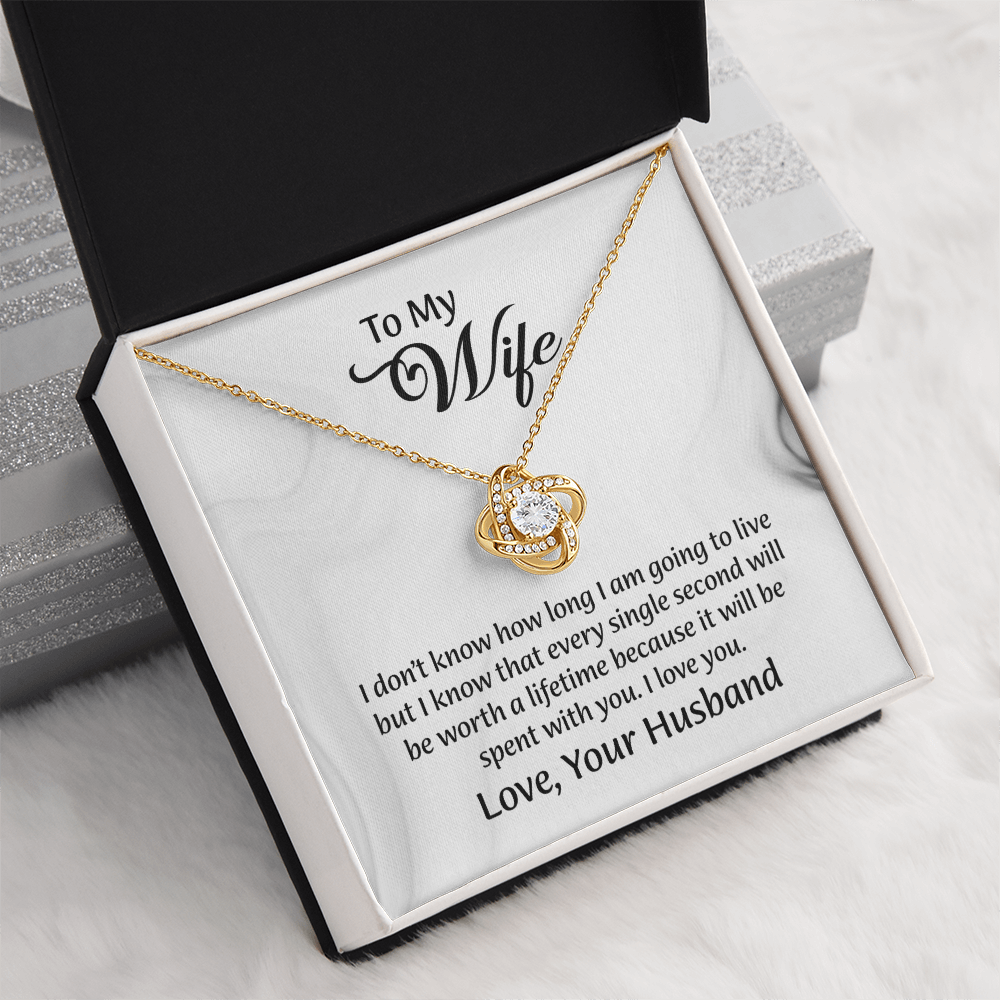 To My Wife Love Knot Necklace, Message Card Jewelry, Wife Jewelry, Anniversary Gift for Wife, Wife Birthday Gift, Necklace for Wife