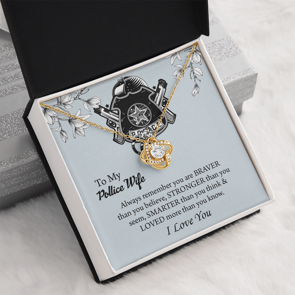 To My Police Wife Love Knot Necklace, Gift for Police Officer Wife, Police Wife Anniversary Present, Husband To Wife Birthday Gifts
