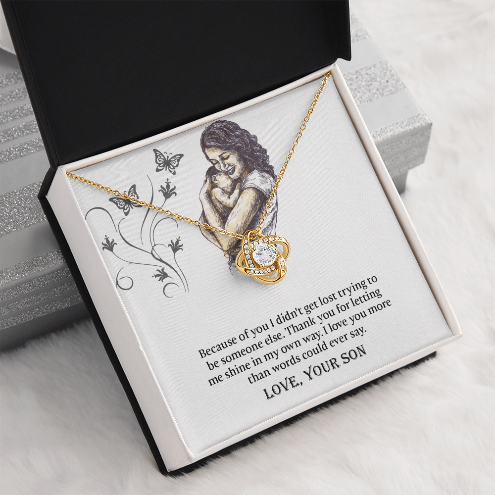 To My Mom Love Knot Necklace, Presents for Mom, Mothers Day Gift From Son, Mama Necklace