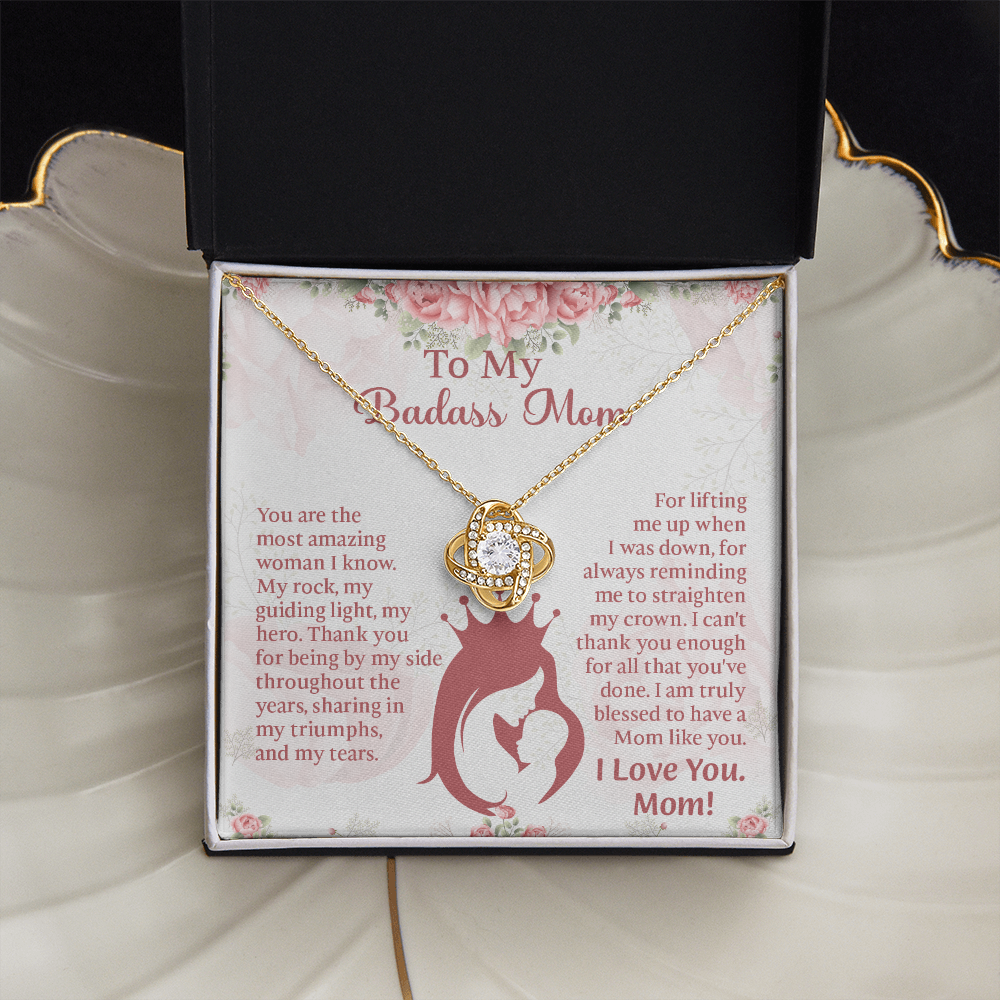 To My Badass Mom Love Knot Necklace, Perfect Birthday or Mothers Day Gift For mom, Presents For Mom