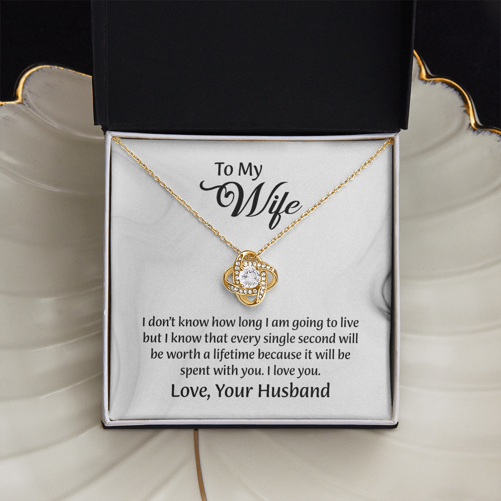 To My Wife Love Knot Necklace, Message Card Jewelry, Wife Jewelry, Anniversary Gift for Wife, Wife Birthday Gift, Necklace for Wife