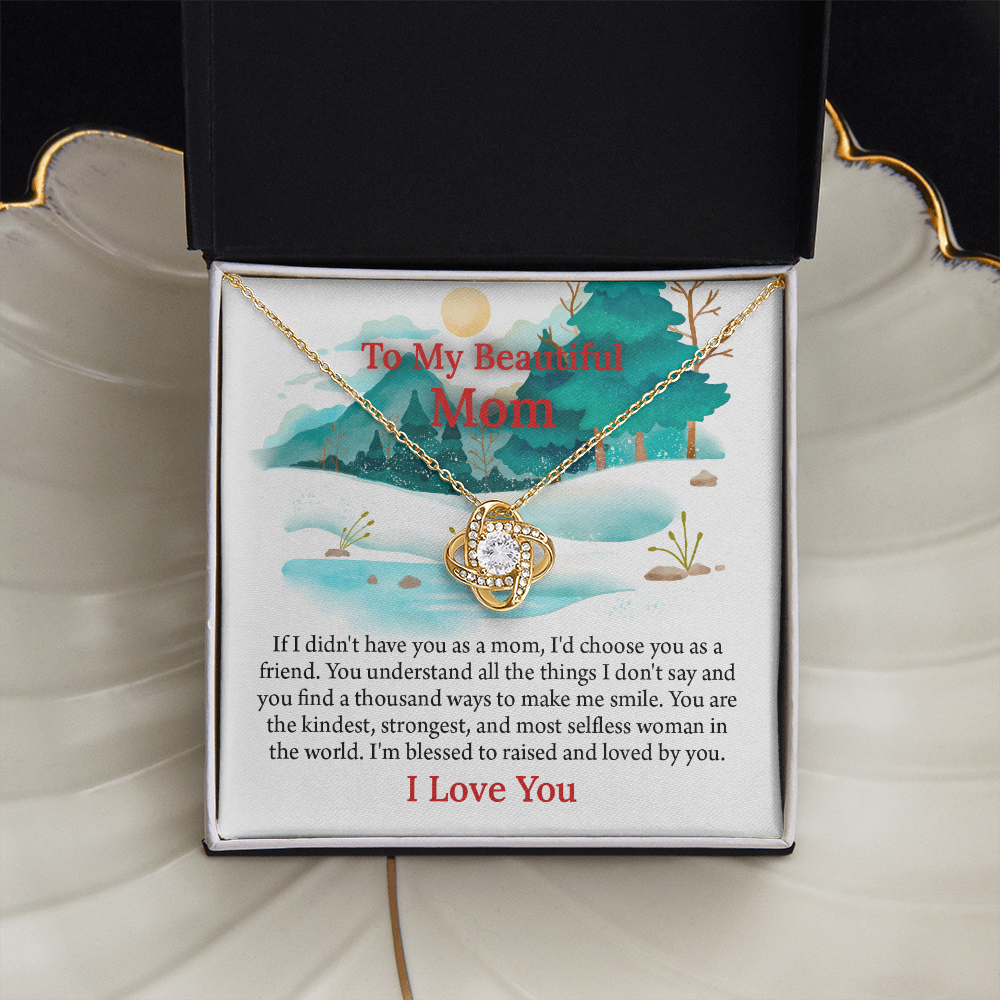To My Beautiful Mom Love Knot Necklace From Daughter, Thoughtful Present From Son, Mothers Day Gift To Mom
