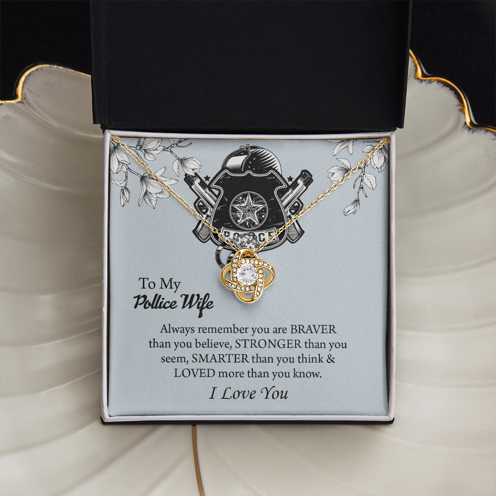 To My Police Wife Love Knot Necklace, Gift for Police Officer Wife, Police Wife Anniversary Present, Husband To Wife Birthday Gifts