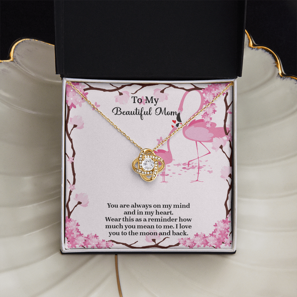 To My Beautiful Mom Love Knot Necklace from Daughter, Mothers Day Gift for Mom, Thoughtful Present from Son