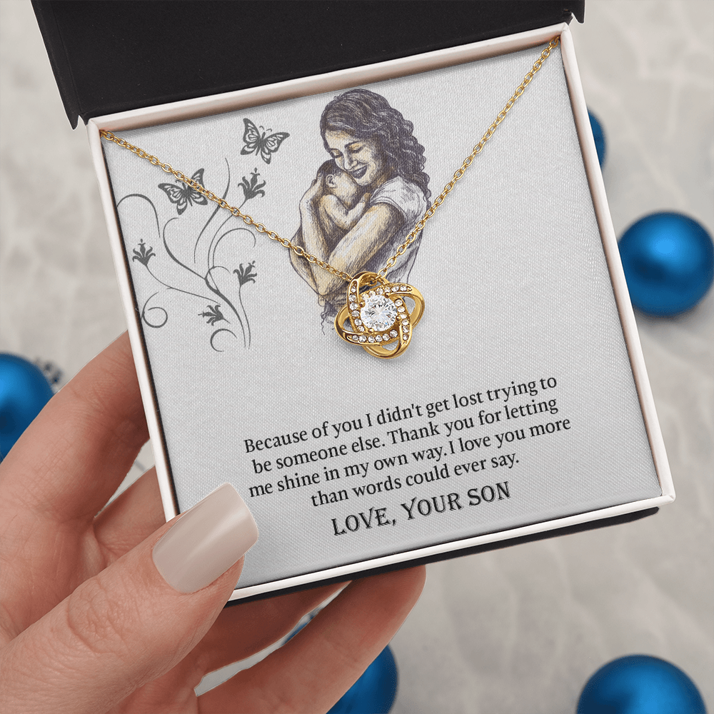 To My Mom Love Knot Necklace, Presents for Mom, Mothers Day Gift From Son, Mama Necklace