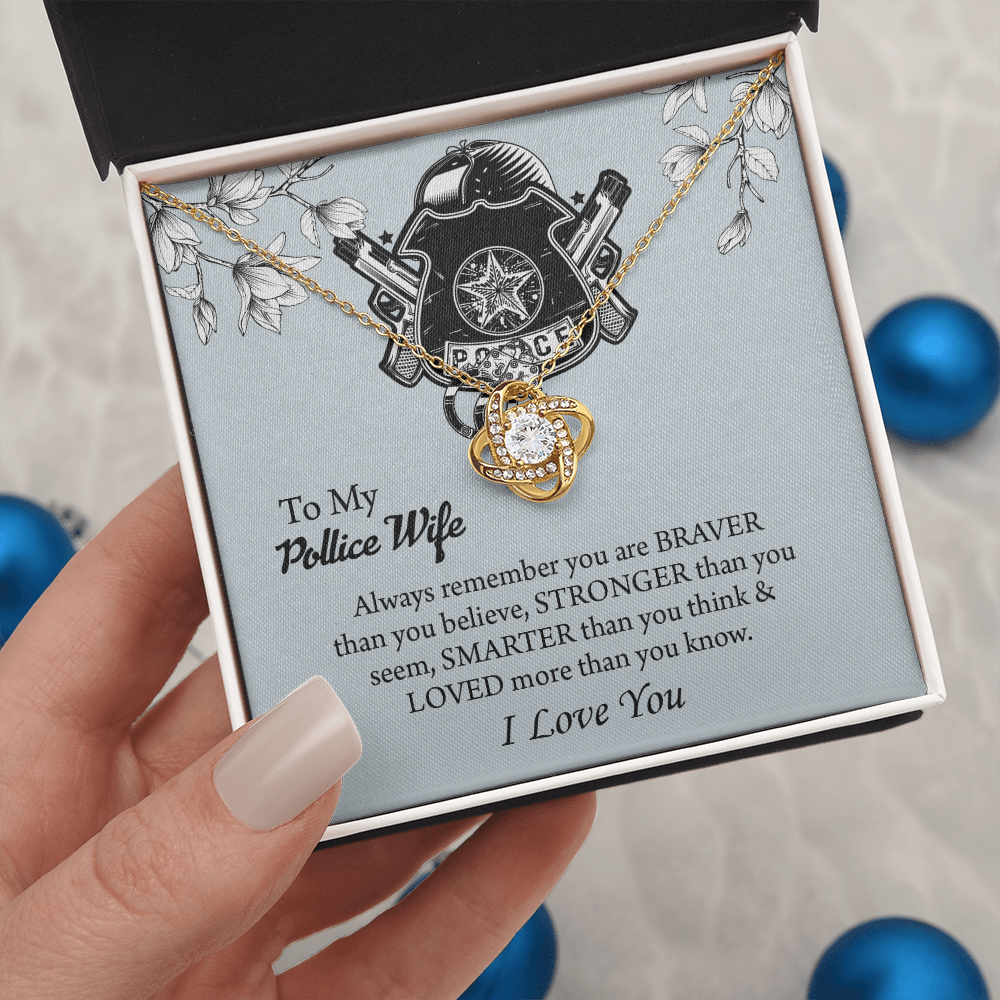 To My Police Wife Love Knot Necklace, Gift for Police Officer Wife, Police Wife Anniversary Present, Husband To Wife Birthday Gifts