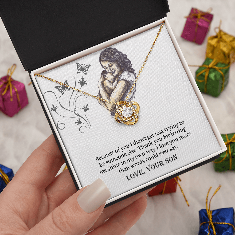 To My Mom Love Knot Necklace, Presents for Mom, Mothers Day Gift From Son, Mama Necklace