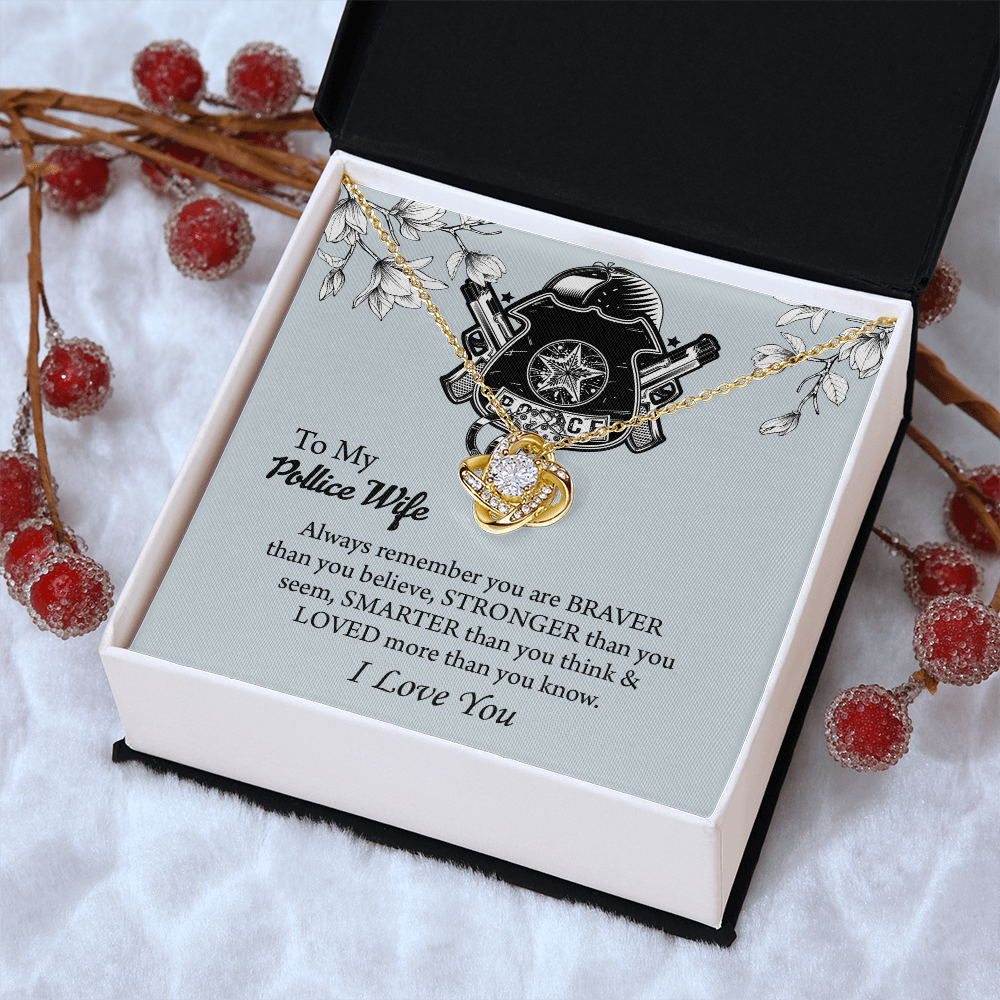 To My Police Wife Love Knot Necklace, Gift for Police Officer Wife, Police Wife Anniversary Present, Husband To Wife Birthday Gifts