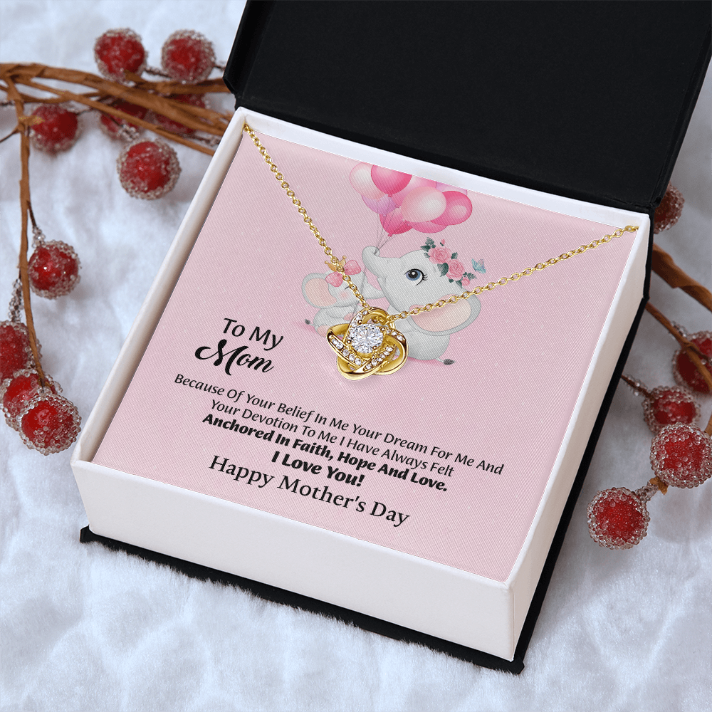 To My Mom Love Knot Necklace From Daughter, Thoughtful Present From Son, Mothers Day Gift To Mom