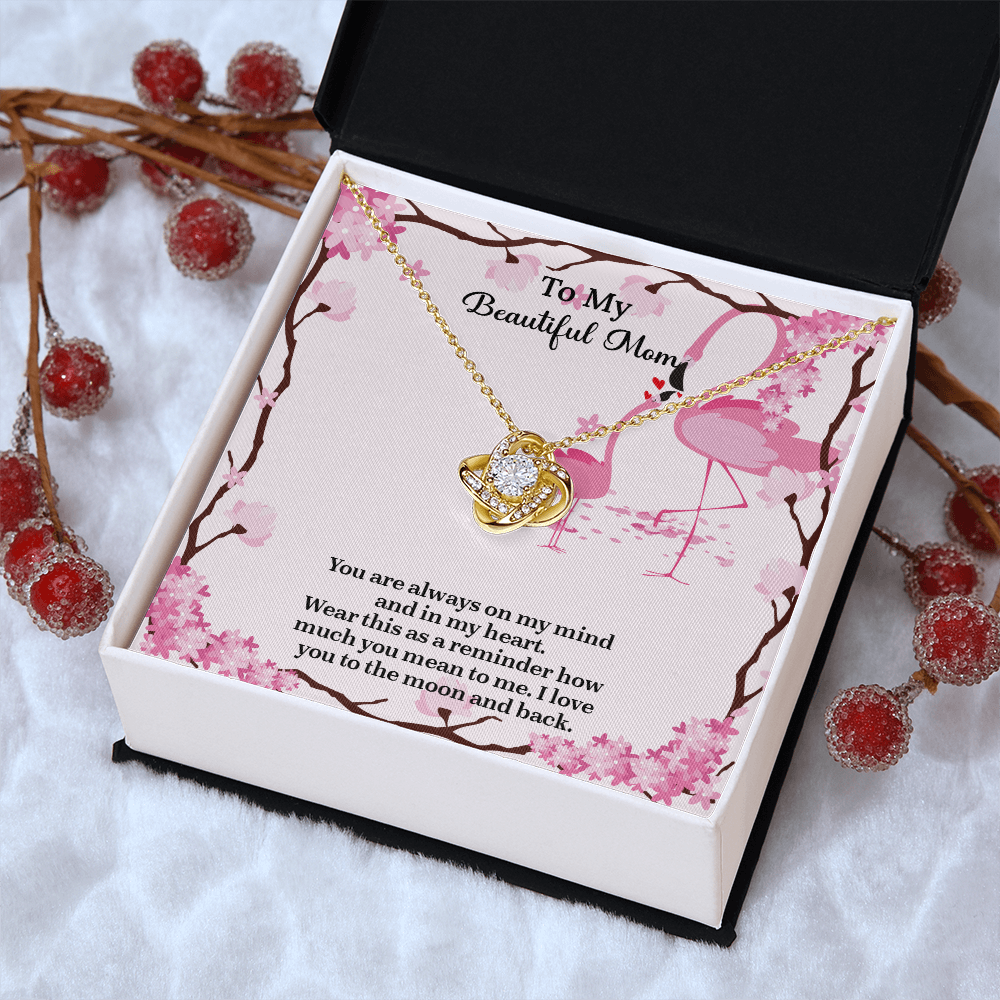To My Beautiful Mom Love Knot Necklace from Daughter, Mothers Day Gift for Mom, Thoughtful Present from Son