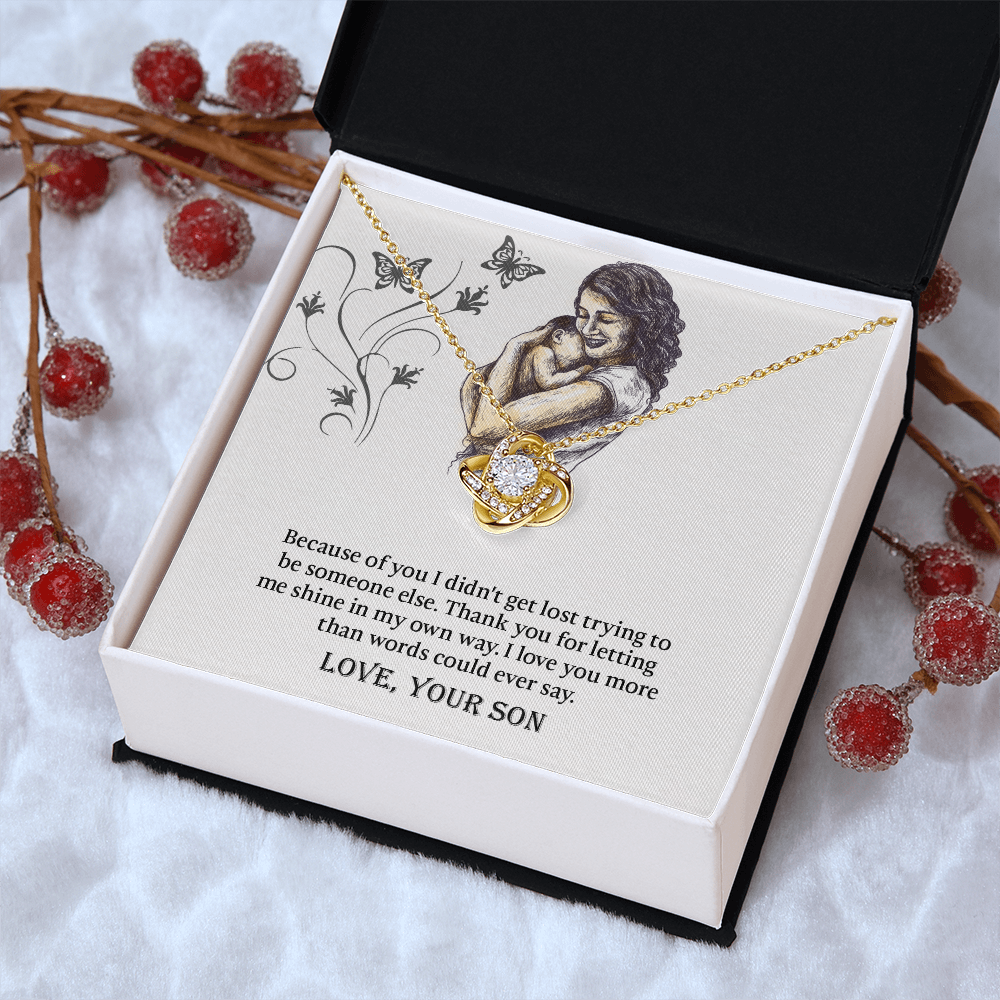 To My Mom Love Knot Necklace, Presents for Mom, Mothers Day Gift From Son, Mama Necklace