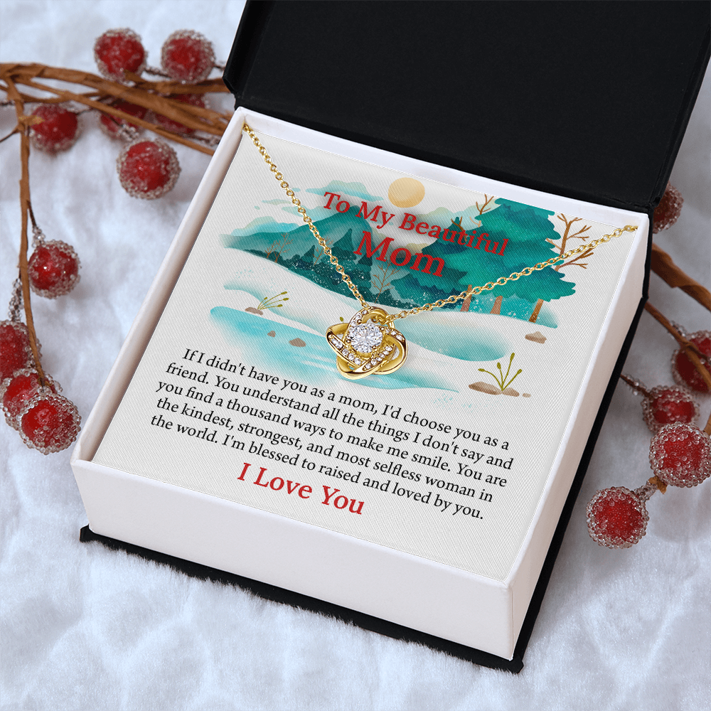 To My Beautiful Mom Love Knot Necklace From Daughter, Thoughtful Present From Son, Mothers Day Gift To Mom