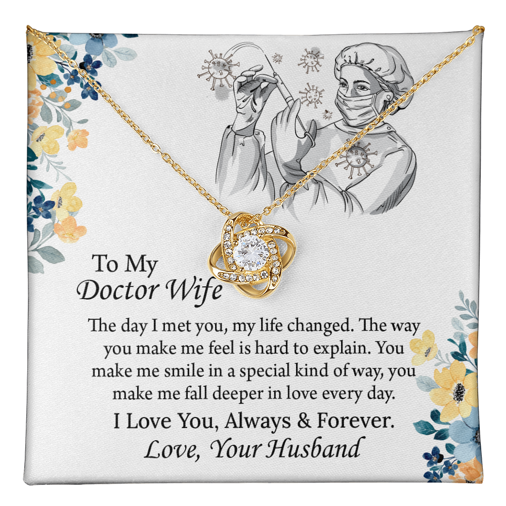 To My Doctor Wife Love Knot Necklace, Doctor Wife Gift from Husband, Nurse Wife Birthday Gift, Christmas Present for Wife