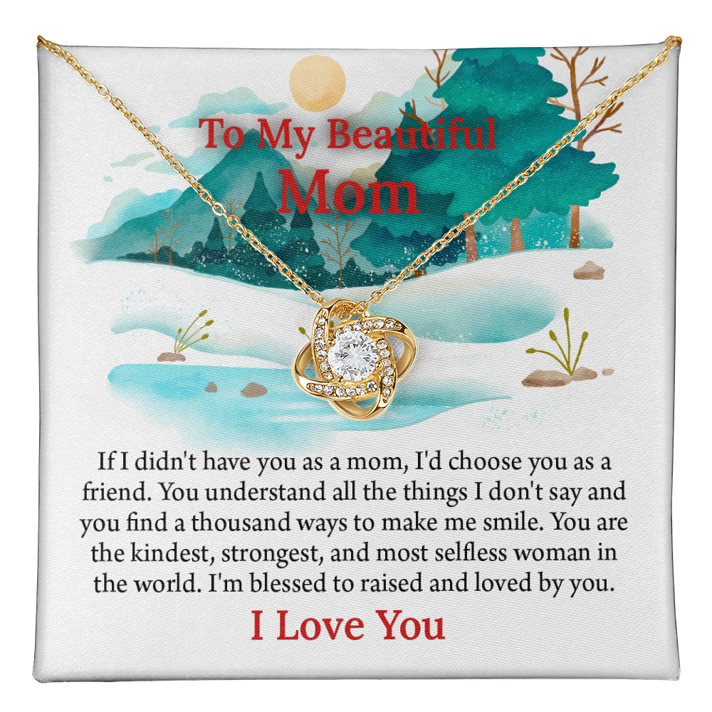 To My Beautiful Mom Love Knot Necklace From Daughter, Thoughtful Present From Son, Mothers Day Gift To Mom