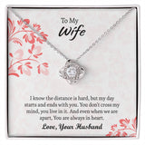 To My Wife Love Knot Necklace, Message Card Jewelry, Anniversary Gift for Wife, Wife Birthday Gift, Necklace for Wife