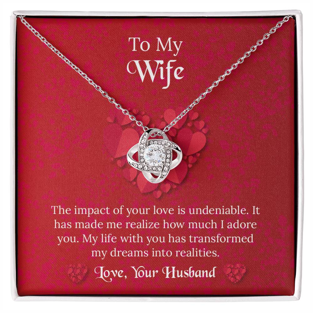 To My Wife Love Knot Necklace, Message Card Jewelry, Anniversary Gift for Wife, Wife Birthday Gift, Necklace for Wife