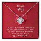 To My Wife Love Knot Necklace, Message Card Jewelry, Anniversary Gift for Wife, Wife Birthday Gift, Necklace for Wife