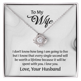 To My Wife Love Knot Necklace, Message Card Jewelry, Wife Jewelry, Anniversary Gift for Wife, Wife Birthday Gift, Necklace for Wife