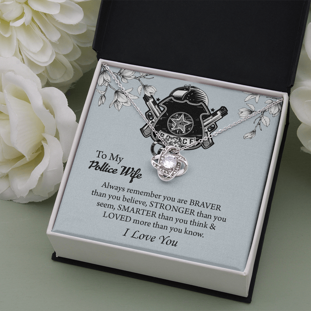 To My Police Wife Love Knot Necklace, Gift for Police Officer Wife, Police Wife Anniversary Present, Husband To Wife Birthday Gifts