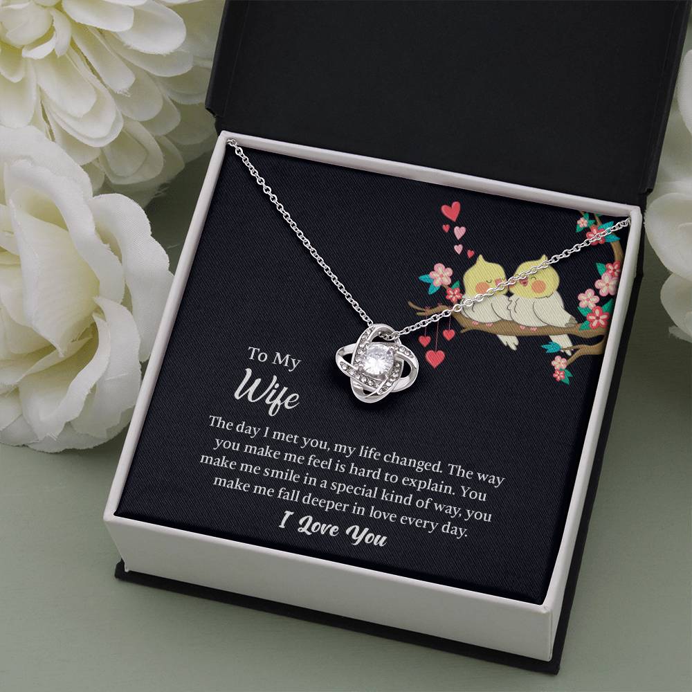 Love Knot Necklace for Wife, Message Card with Jewelry, Romantic Anniversary gift for Wife, Wife Birthday Gift